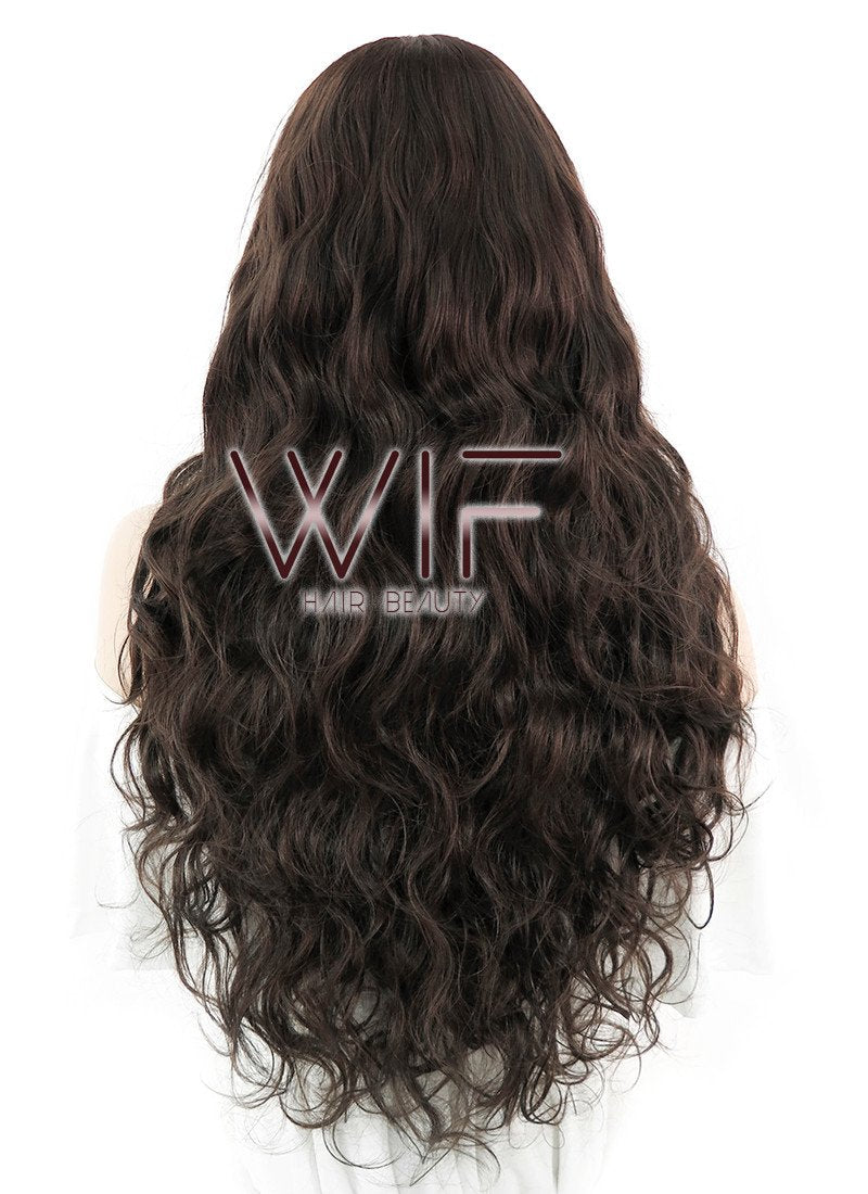 25" Wavy Dark Brown Synthetic Wig NW045