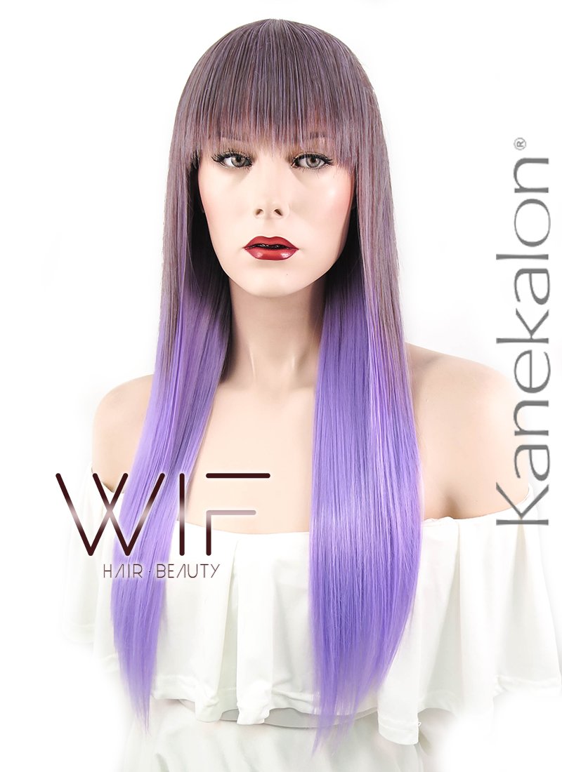 25" Straight Two Tone Purple Synthetic Wig NW073
