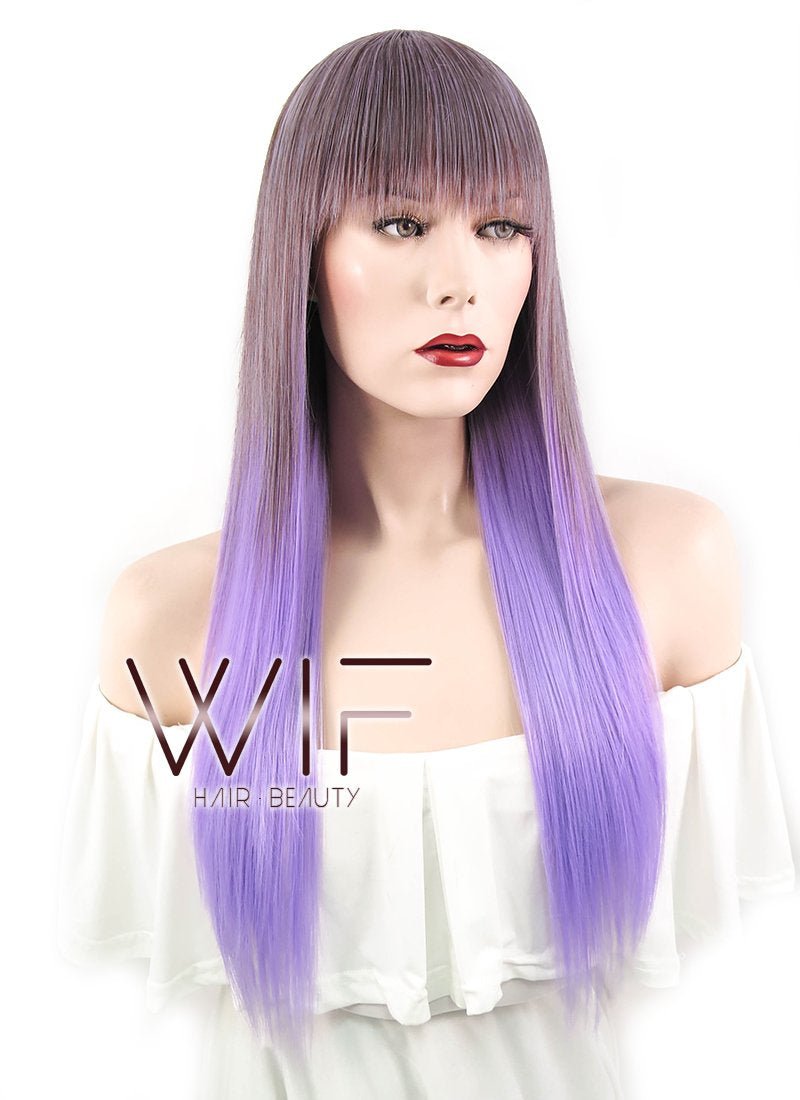 25" Straight Two Tone Purple Synthetic Wig NW073