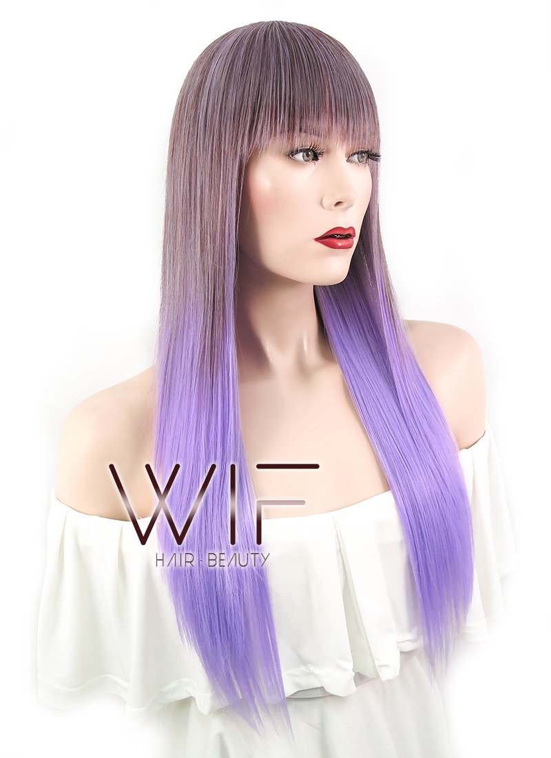25" Straight Two Tone Purple Synthetic Wig NW073