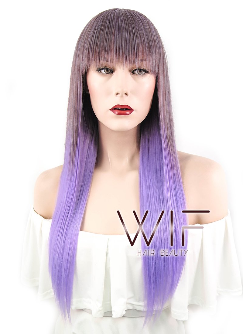 25" Straight Two Tone Purple Synthetic Wig NW073