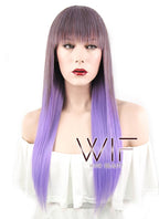 25" Straight Two Tone Purple Synthetic Wig NW073