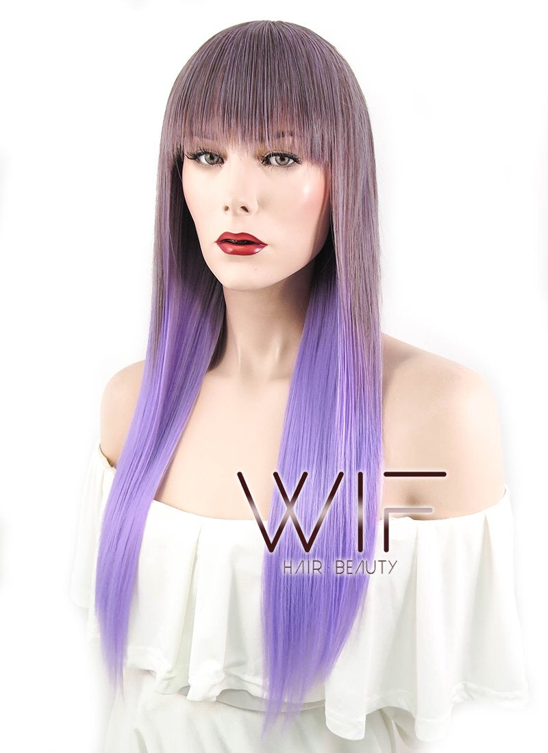 25" Straight Two Tone Purple Synthetic Wig NW073