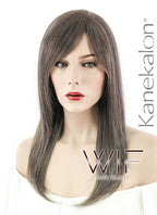 24" Straight Ash Brown Mixed Blue Synthetic Wig NW088