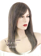 24" Straight Ash Brown Mixed Blue Synthetic Wig NW088
