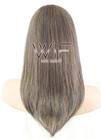 24" Straight Ash Brown Mixed Blue Synthetic Wig NW088