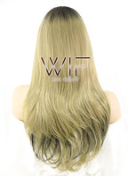 28" Straight Blonde Mixed Black Synthetic Wig NW089