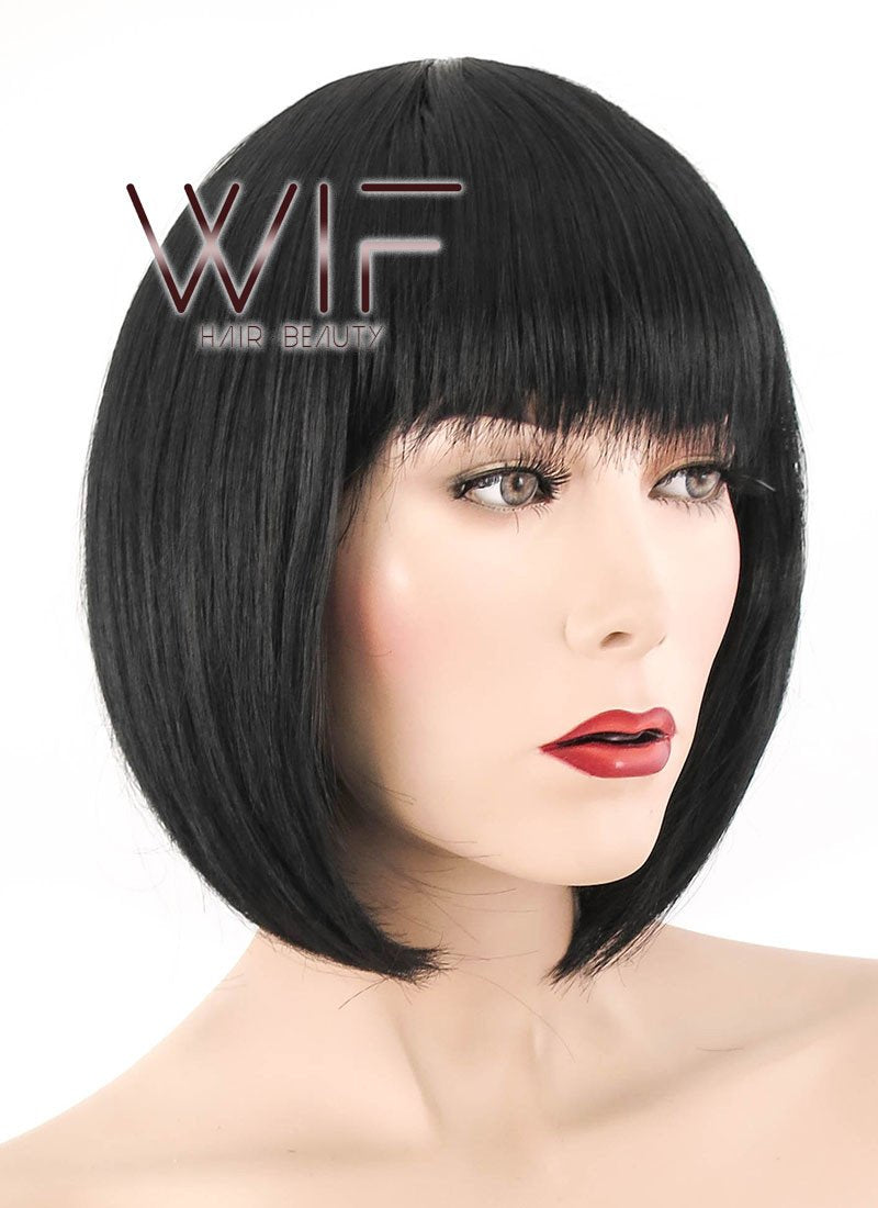 10" Short Straight Black Fashion Synthetic Hair Wig NW093