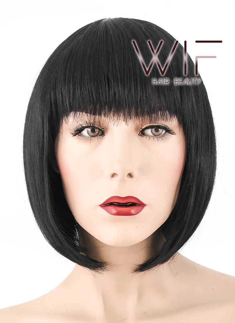 10" Short Straight Black Fashion Synthetic Hair Wig NW093