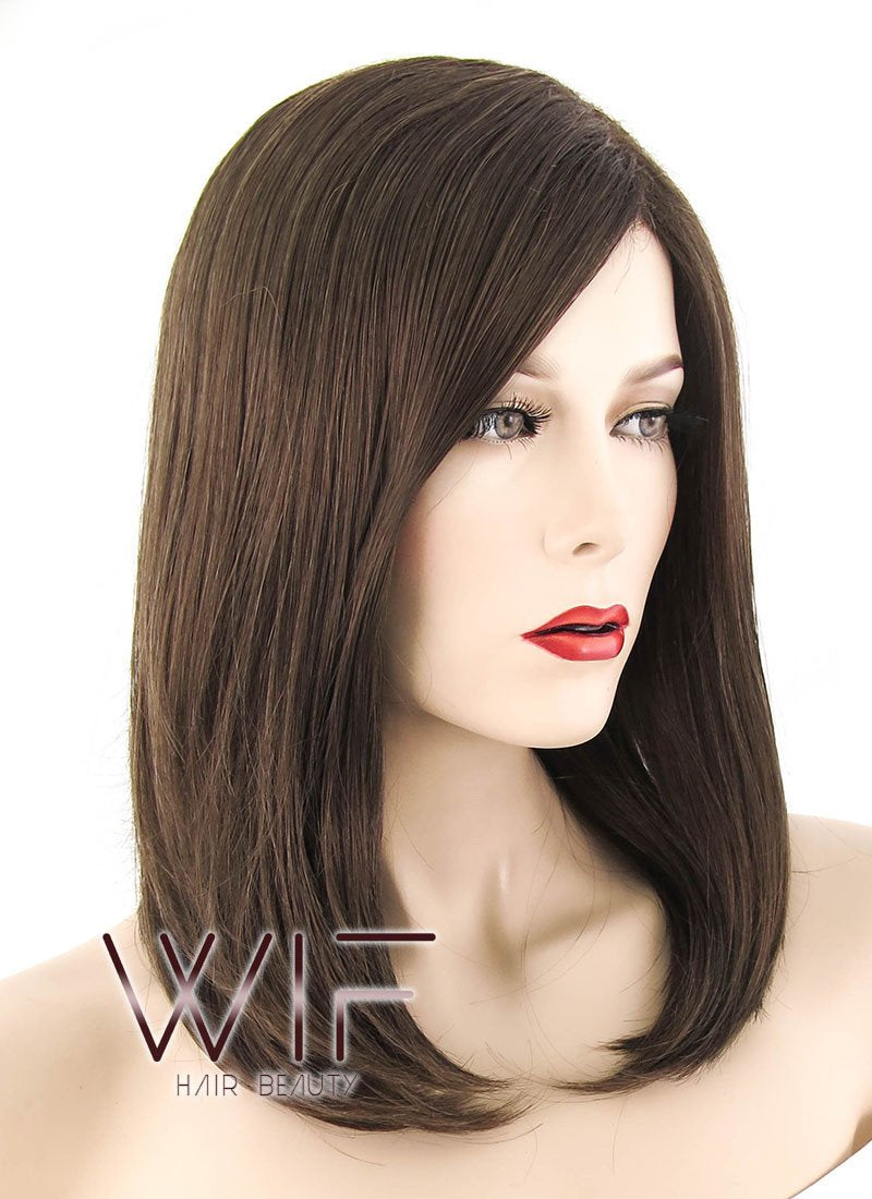 15" Medium Wavy Brown Fashion Synthetic Hair Wig NW097