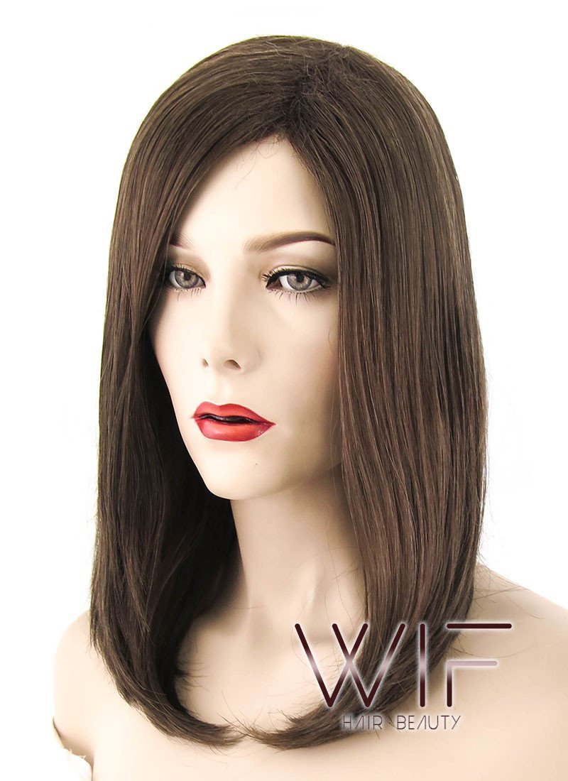 15" Medium Wavy Brown Fashion Synthetic Hair Wig NW097