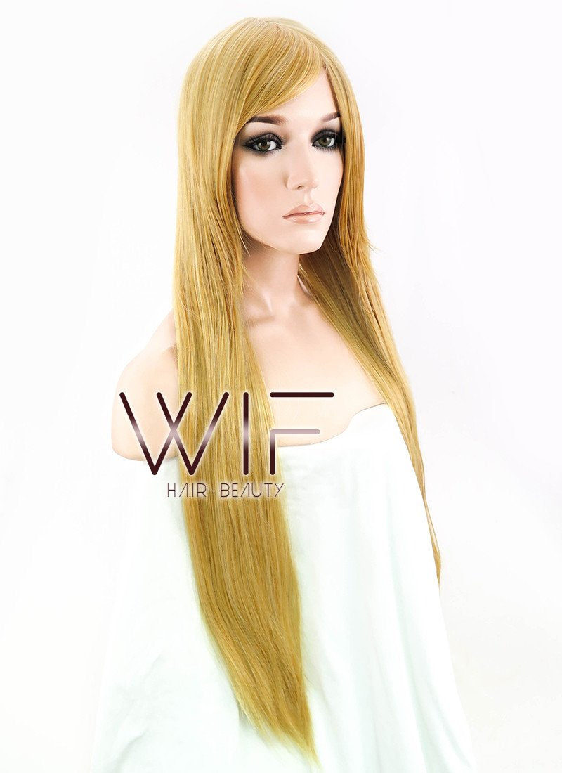 31" Straight Golden Blonde Synthetic Wig PL002