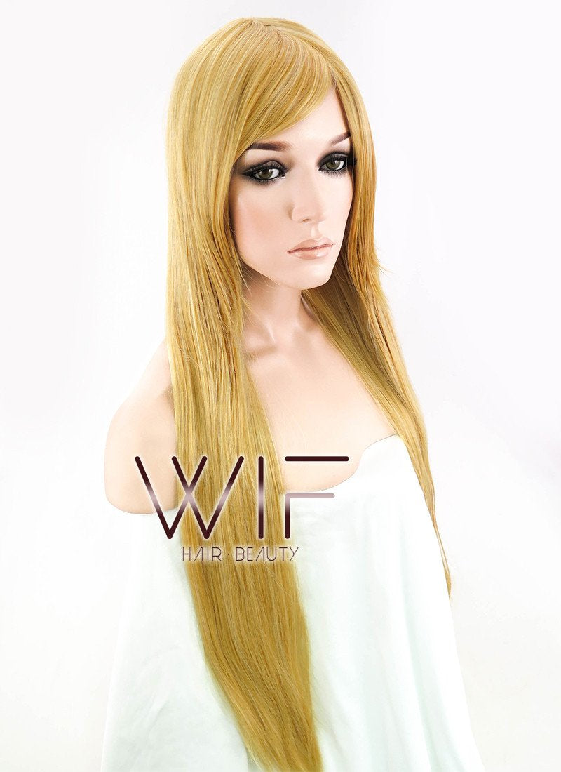31" Straight Golden Blonde Synthetic Wig PL002