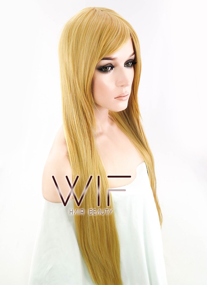 31" Straight Golden Blonde Synthetic Wig PL002