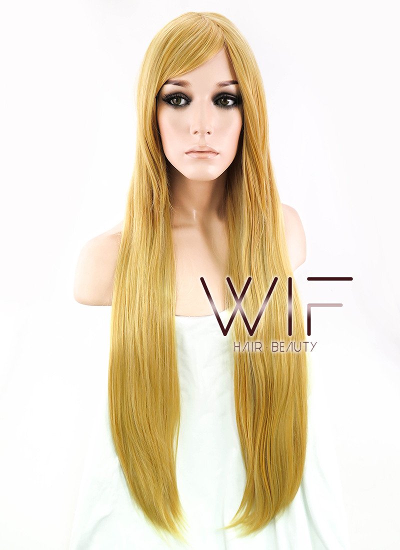 31" Straight Golden Blonde Synthetic Wig PL002