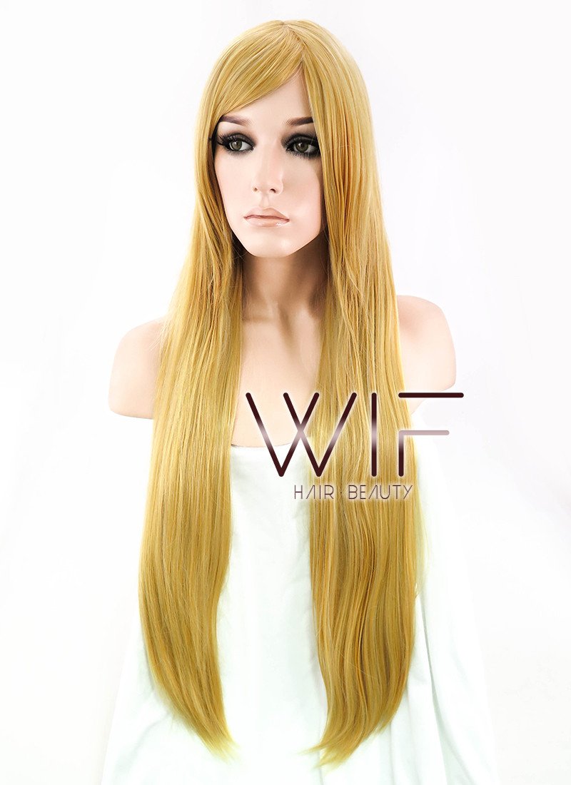 31" Straight Golden Blonde Synthetic Wig PL002