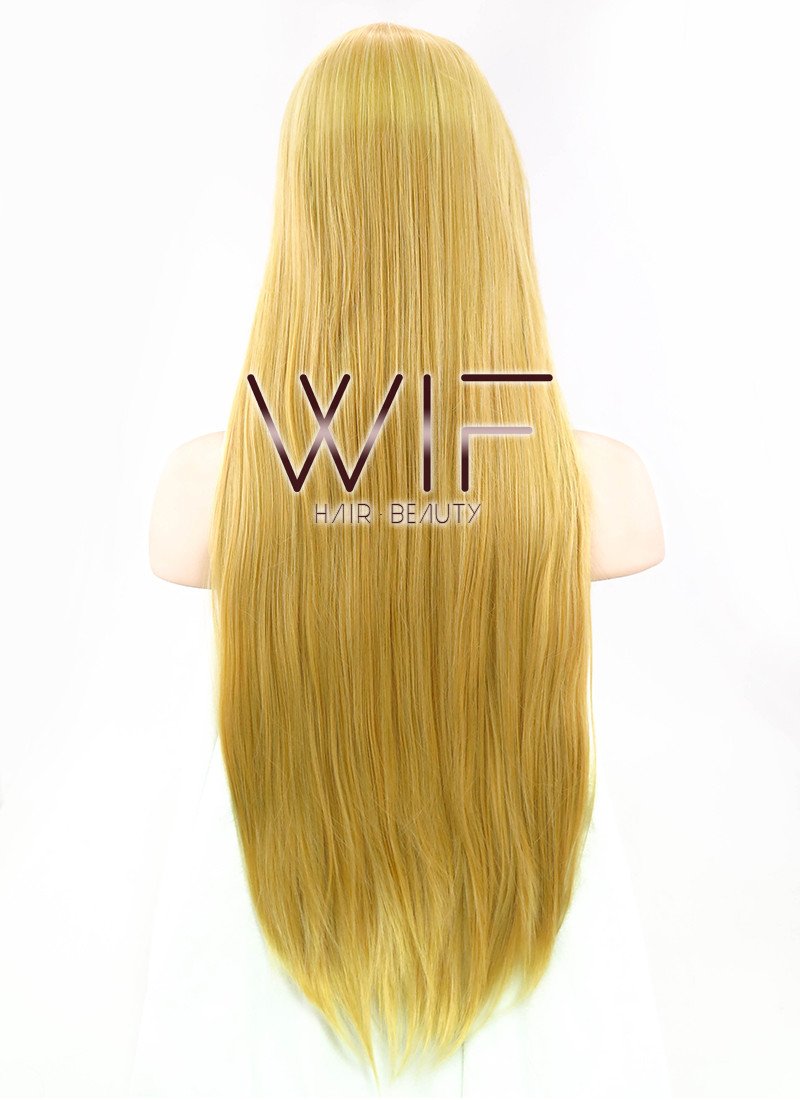 31" Straight Golden Blonde Synthetic Wig PL002