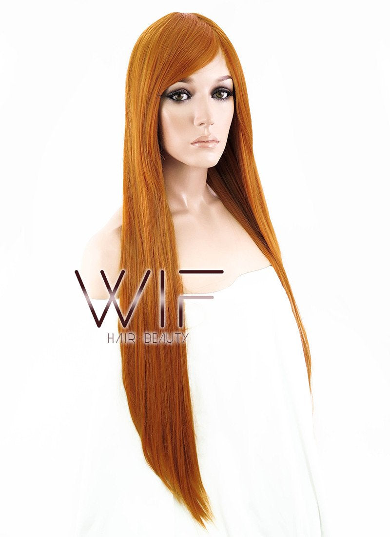 31" Straight Pumpkin Orange Synthetic Wig PL010