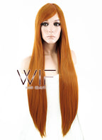 31" Straight Pumpkin Orange Synthetic Wig PL010