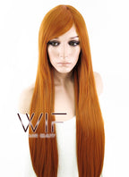 31" Straight Pumpkin Orange Synthetic Wig PL010