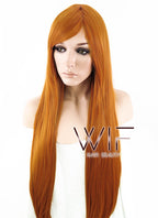 31" Straight Pumpkin Orange Synthetic Wig PL010