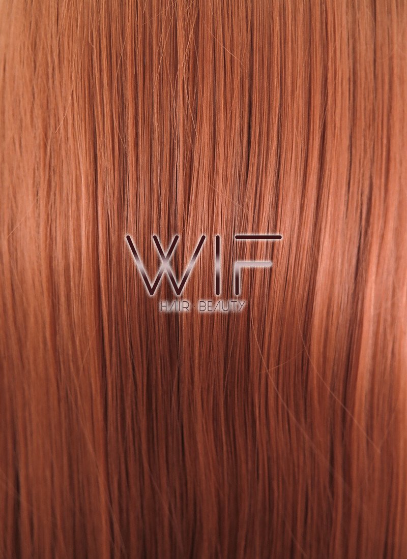 31" Straight Auburn Brown Synthetic Wig PL013
