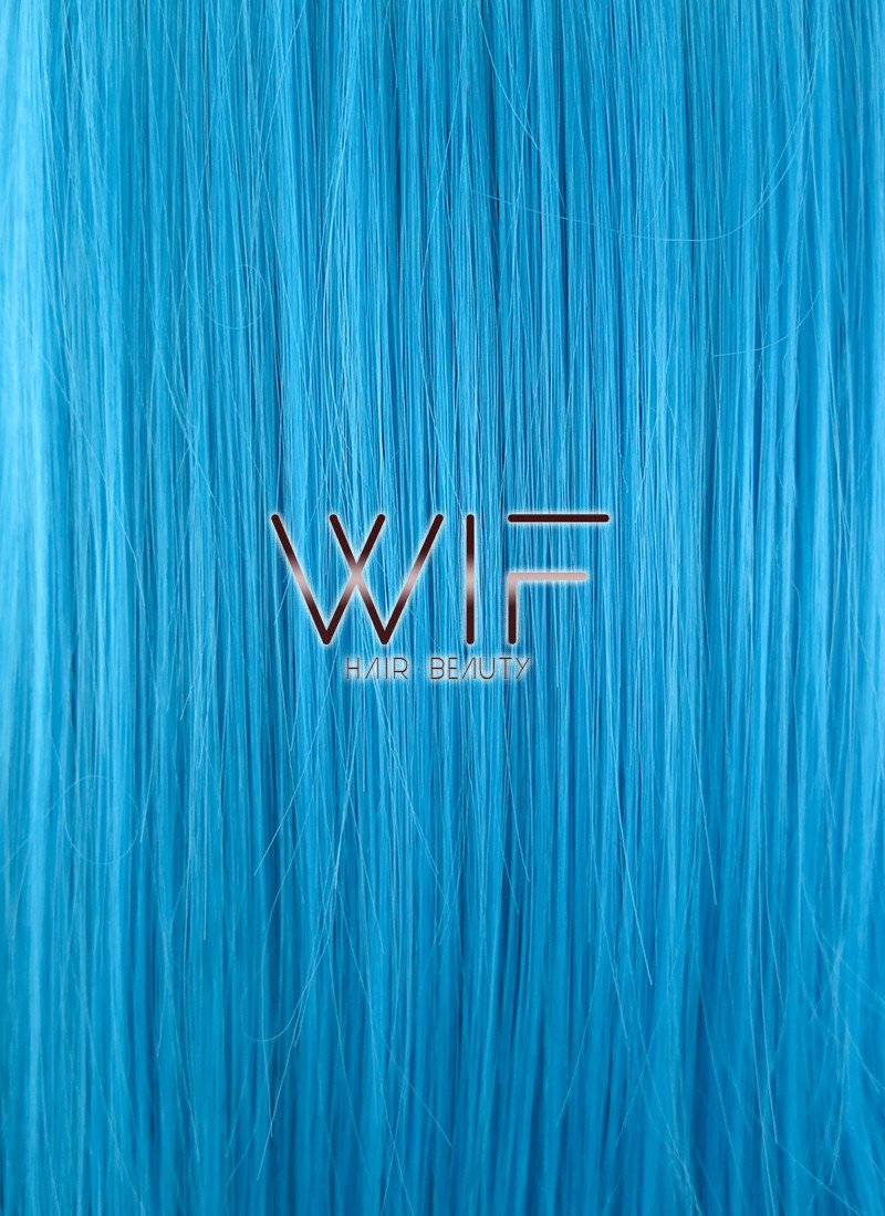 31" Straight Peacock Blue Synthetic Wig PL014