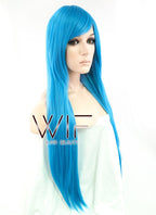 31" Straight Peacock Blue Synthetic Wig PL014