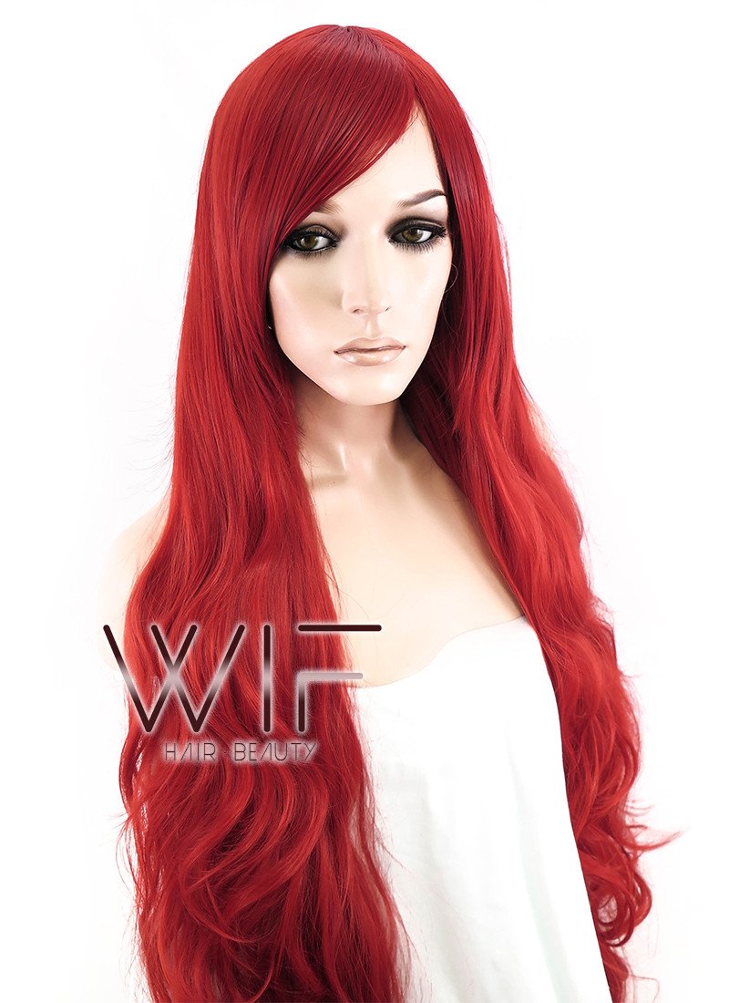 31" Wavy Red Synthetic Wig PL028