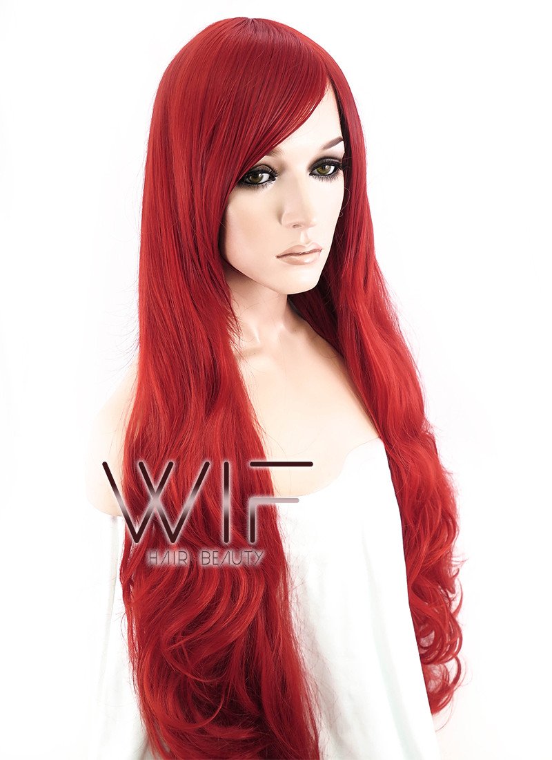 31" Wavy Red Synthetic Wig PL028