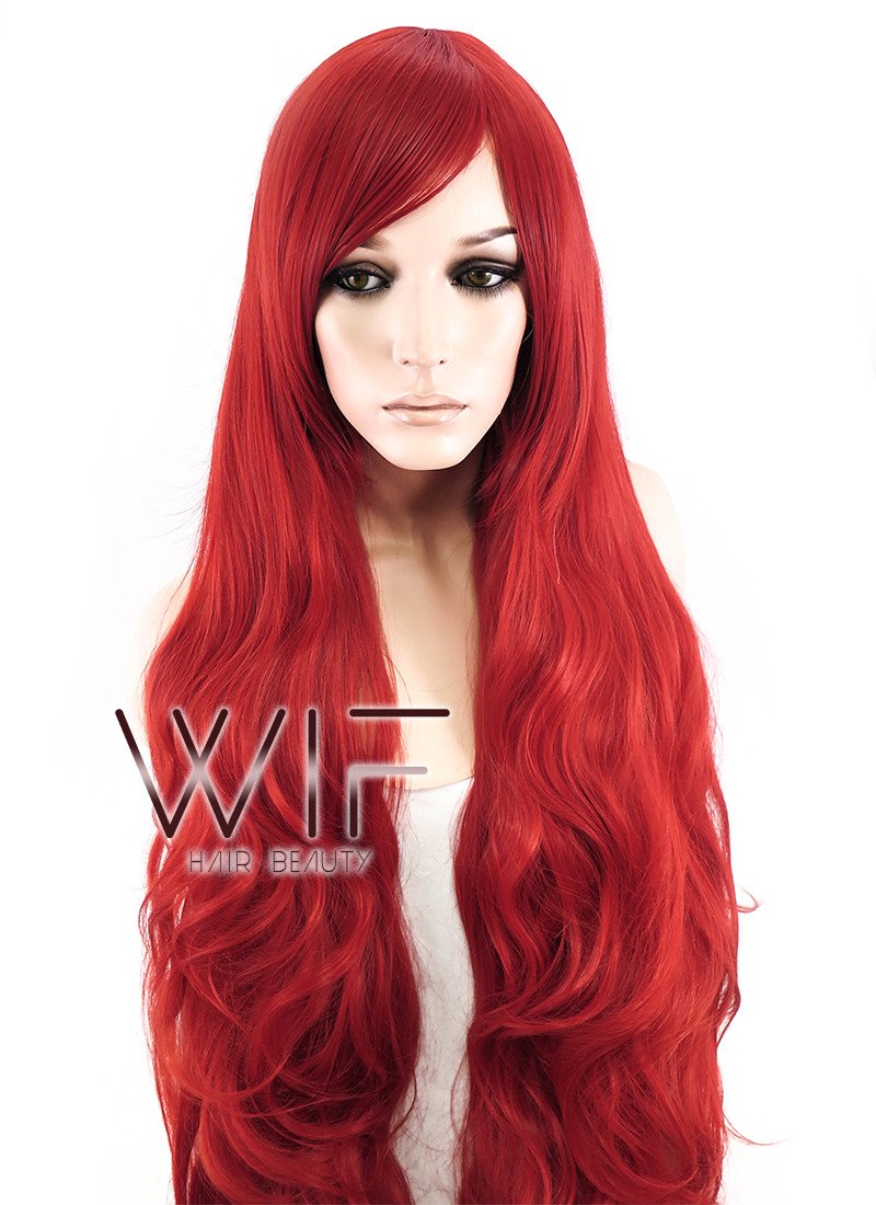 31" Wavy Red Synthetic Wig PL028