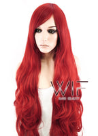 31" Wavy Red Synthetic Wig PL028