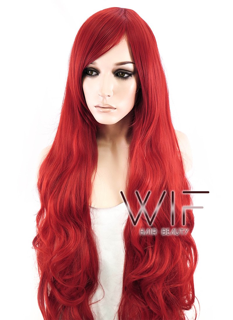 31" Wavy Red Synthetic Wig PL028