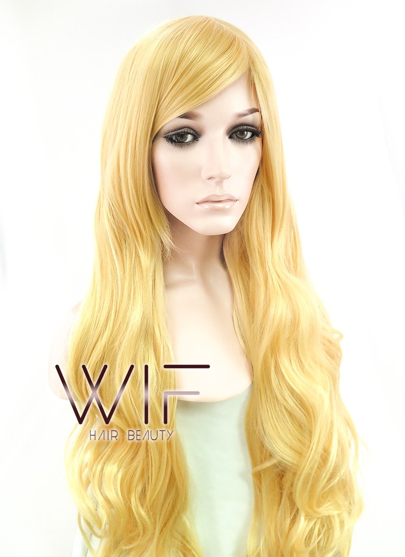 31" Long Curly Golden Blonde Fashion Synthetic Hair Wig PL033A