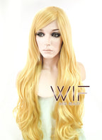31" Long Curly Golden Blonde Fashion Synthetic Hair Wig PL033A