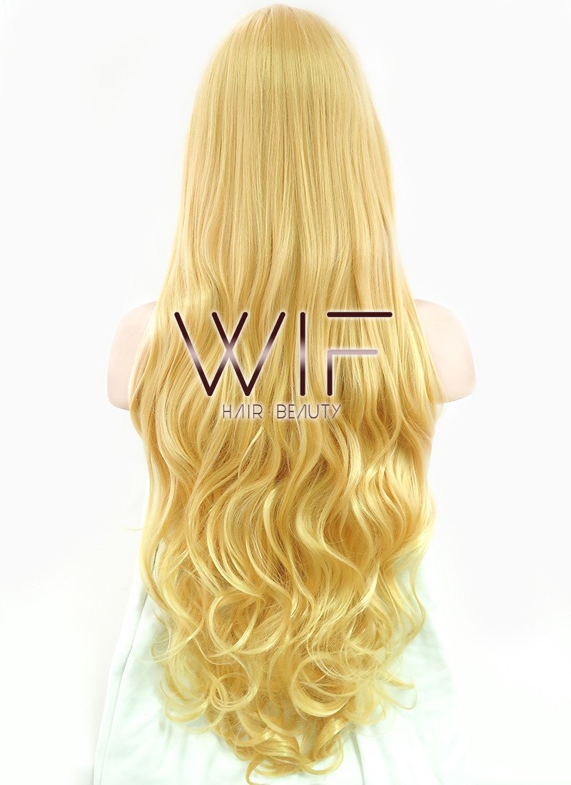 31" Long Curly Golden Blonde Fashion Synthetic Hair Wig PL033A