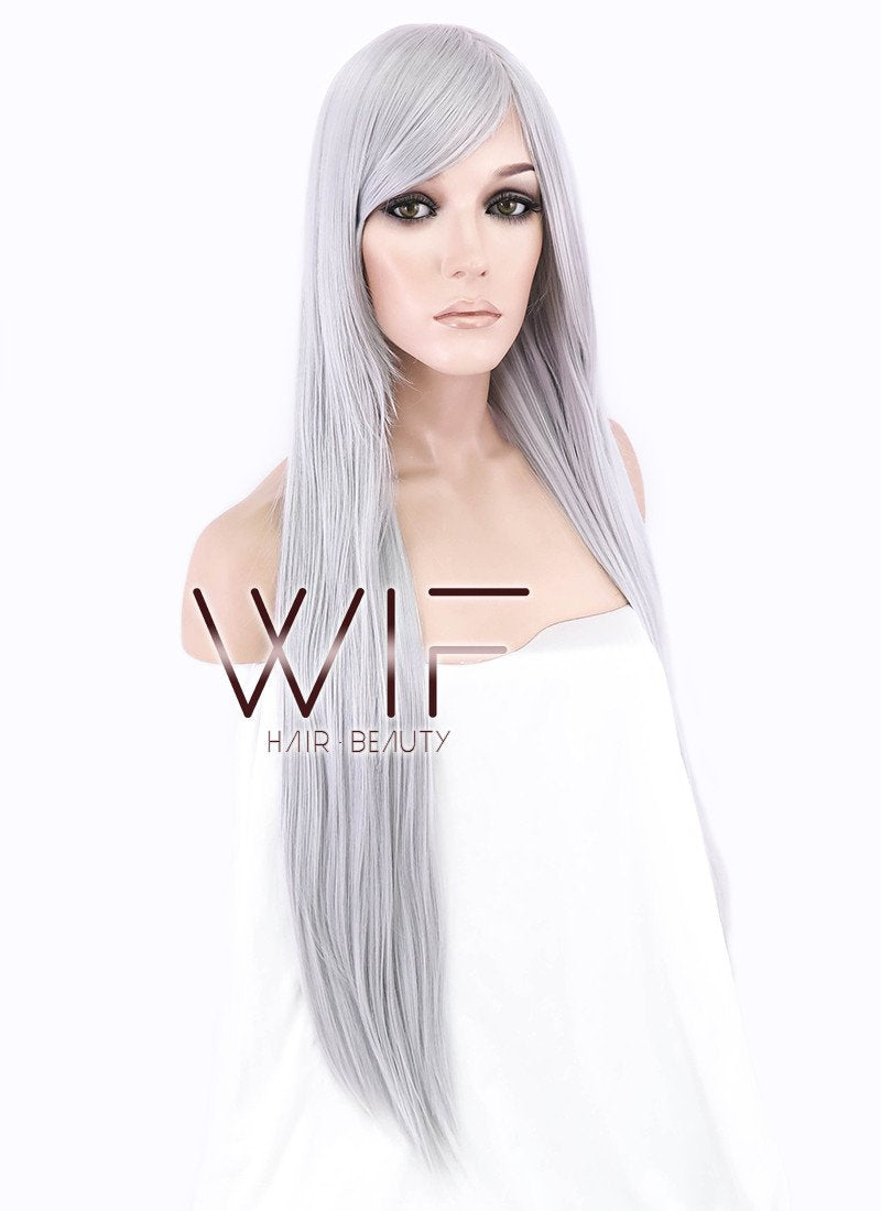 31" Straight Grey Synthetic Wig PL062