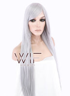 31" Straight Grey Synthetic Wig PL062