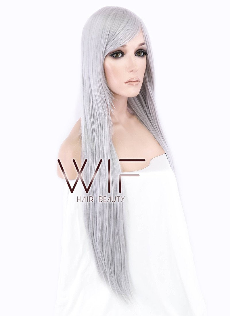 31" Straight Grey Synthetic Wig PL062