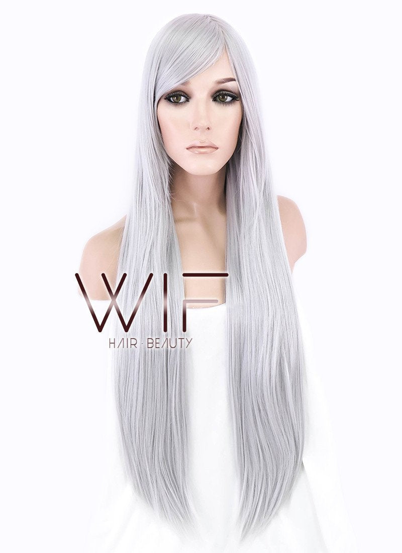 31" Straight Grey Synthetic Wig PL062