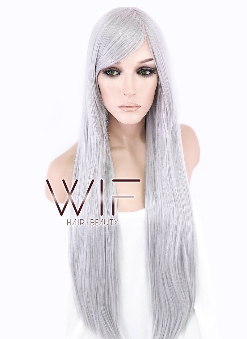 31" Straight Grey Synthetic Wig PL062