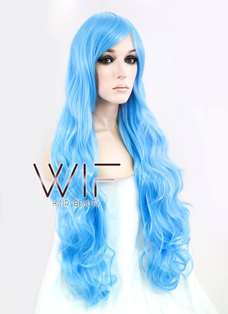 30" Wavy Blue Synthetic Wig PL174
