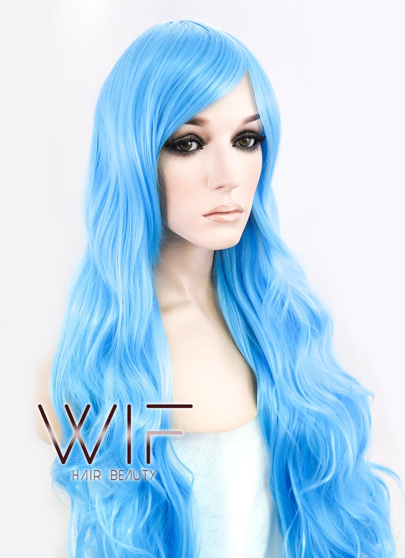 30" Wavy Blue Synthetic Wig PL174