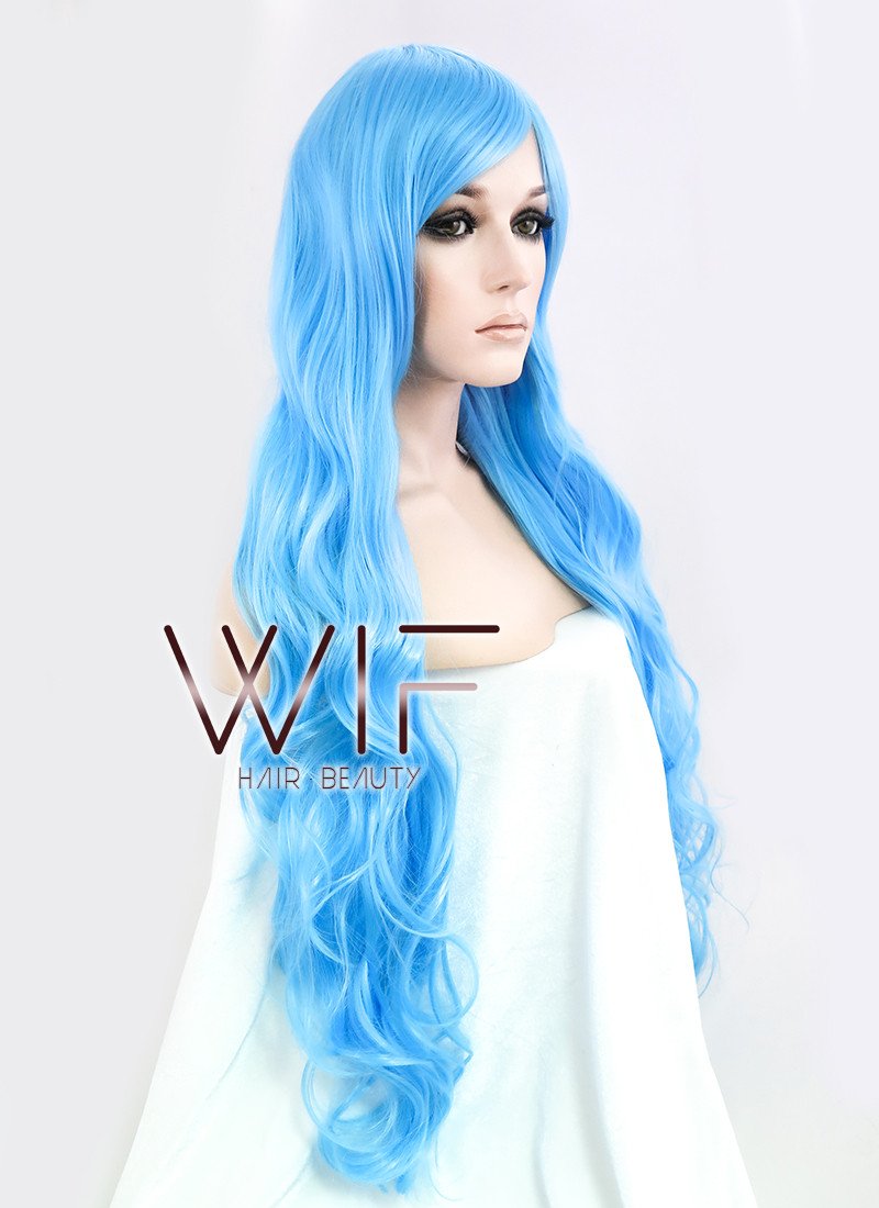 30" Wavy Blue Synthetic Wig PL174