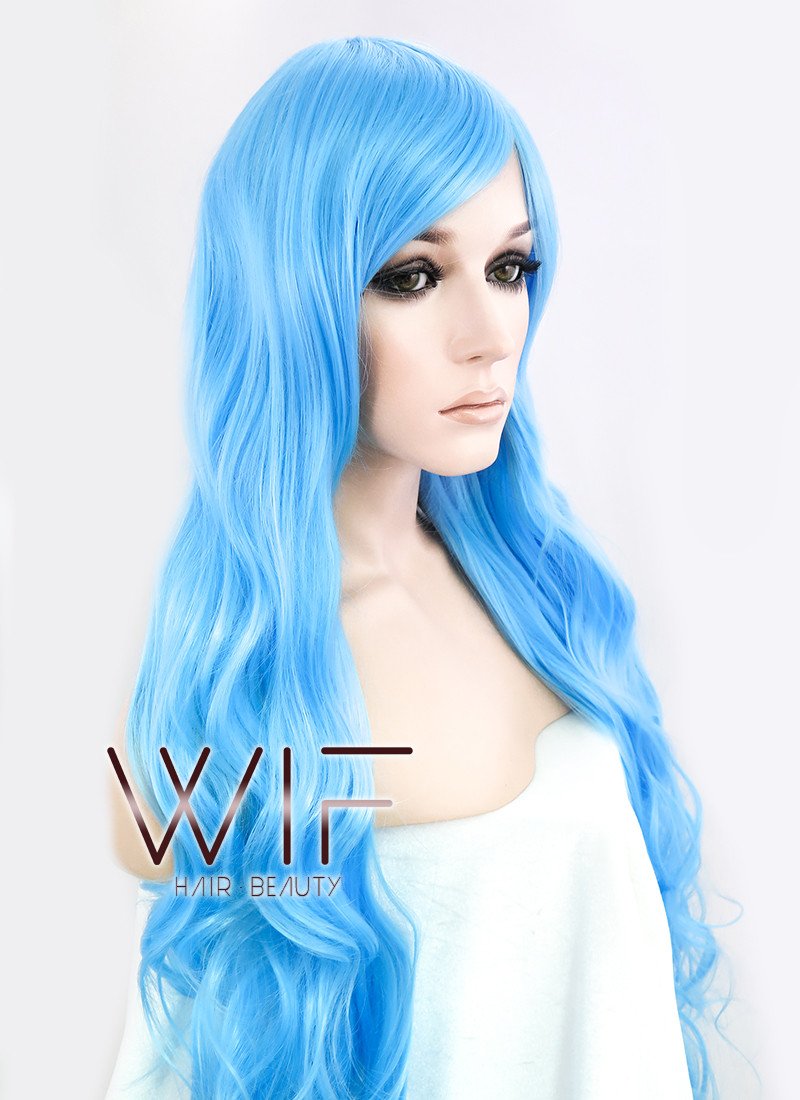 30" Wavy Blue Synthetic Wig PL174