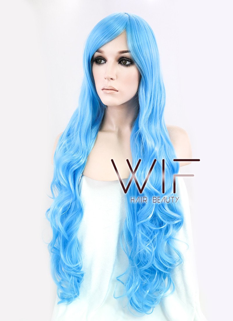 30" Wavy Blue Synthetic Wig PL174