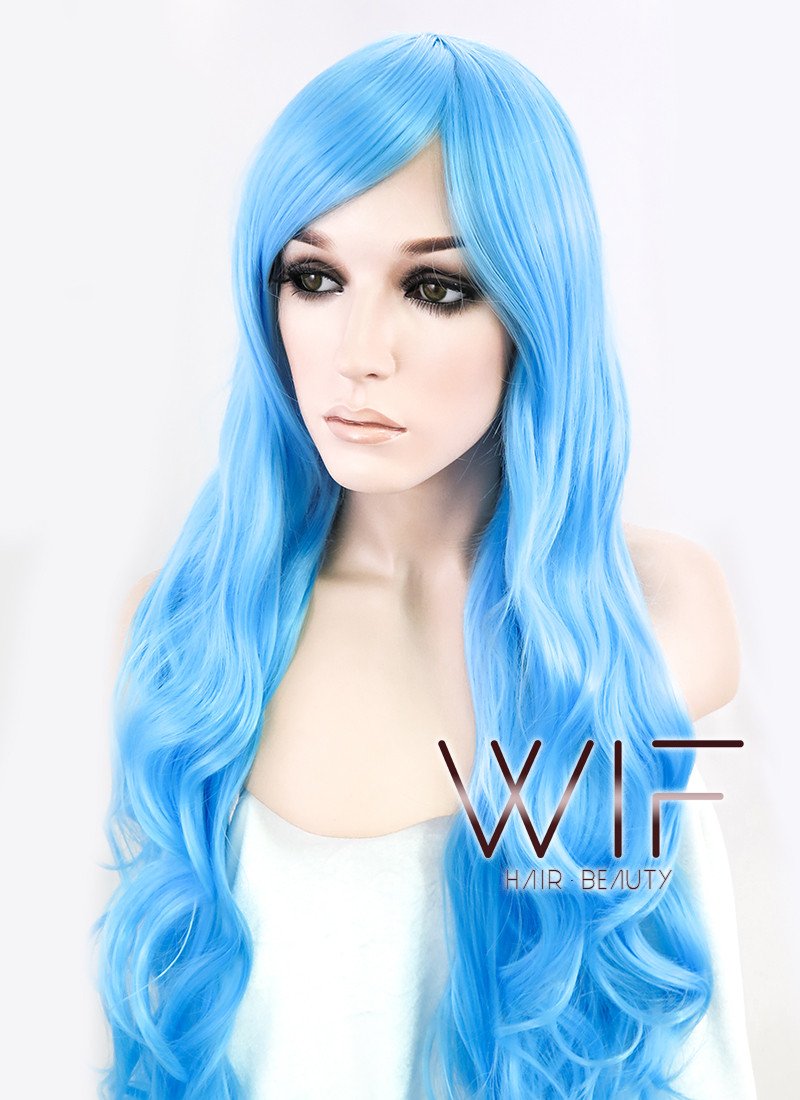 30" Wavy Blue Synthetic Wig PL174