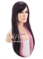 28" Straight Purple Mixed Pink Synthetic Wig PL291