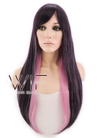 28" Straight Purple Mixed Pink Synthetic Wig PL291