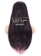 28" Straight Purple Mixed Pink Synthetic Wig PL291